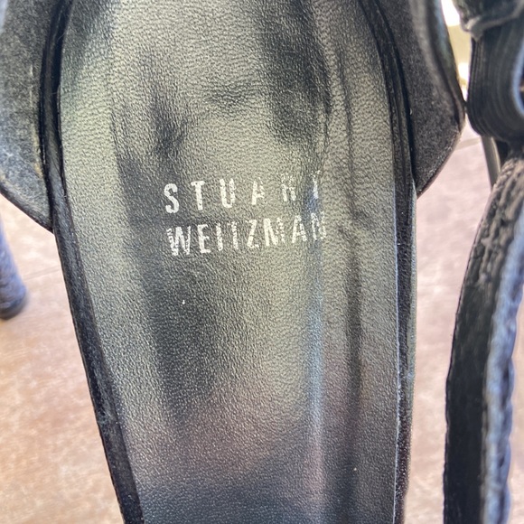 Rare! Stuart Weitzman Smooth + Woven Leather Stiletto Sandals Women's Size 9.5 - Picture 10 of 15